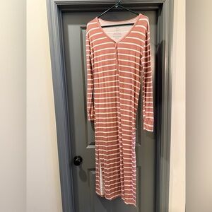 Posh Peanut Pink and White Stripe Long Dress Gown